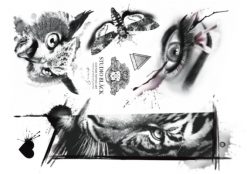 Flash temporary tattoo design by Helene at Studio Bläck. Owl tattoo, eye tattoo, tiger tattoo. Ögon tatueringar