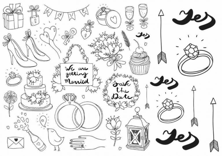 Bröllopsmotiv, illustrationer för bröllop, Like ink gnuggis tatuering